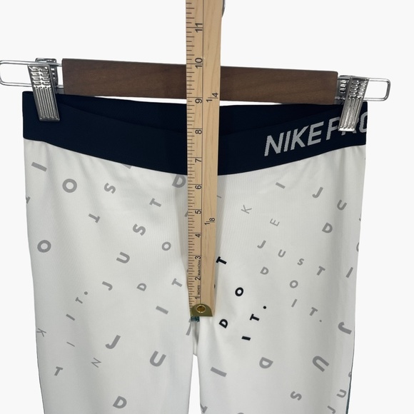 Nike Pro Dri-Fit White Crop Leggings Just Do It Letter Print - Picture 5 of 7